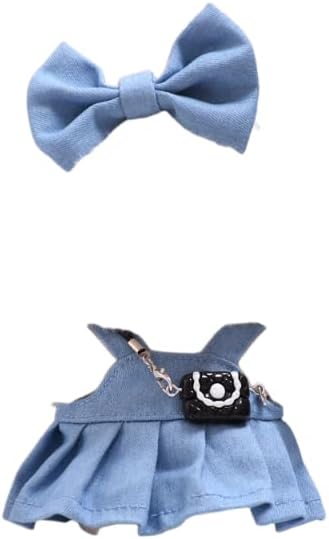 3 Set 17 cm Doll Clothes - 6.7 Inches Cute Dolls Dress - Premium Fashion Accessories, Doll Clothes+Overalls+Glasses Style Bundle,Gifts for Lovers (Style-H)