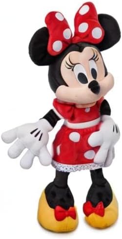 DISNEY STORE Official Minnie Mouse Red Dress Medium Soft Toy for Kids, Cuddly Character with Fuzzy Texture and Embroidered Details, Disney Plushy Suitable for All Ages.