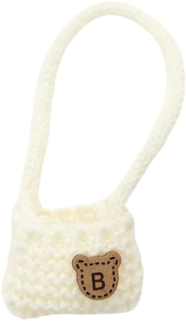Designer Clothes Set for 17cm Dolls, Handcrafted Crochet 3-Piece Set, Doll Knit Outfit Accessories with Purple Sweater Tops, White Cross-Body Bag, and Bucket Hat, T-Purple