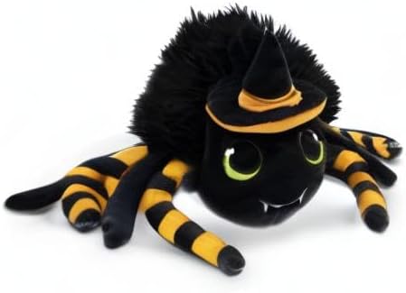 Wicked Fuzzy Spider Stuffed Animal with Witch Hat | Cute Halloween Plush | Surface Washable | Perfect for Spooky Home Decor - Wicked, 8 Inch