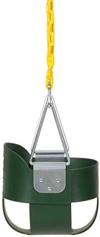 Eastern Jungle Gym Heavy-Duty High Back Full Bucket Toddler Swing Seat | Coated Swing Chains Fully Assembled | Green Swing Set Accessory