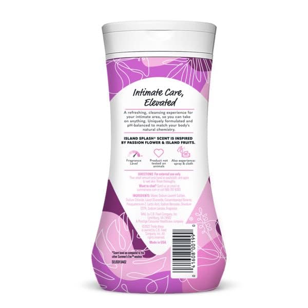 Summer's Eve Feminine Wash for Daily Intimate Care, Odor Control and Sensitive Skin, pH Balanced Personal Wash, Island Splash Scent, 9 Fluid Ounce (Pack of 10)