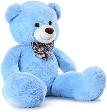 MorisMos Bow Tie Giant Teddy Bear 4 Feet, 47inch Stuffed Animal Big Teddy Bear Plush, Classic Girlfriend Boyfriend Gift, Blue