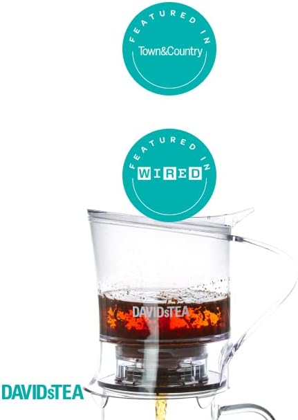DAVIDsTEA 16 oz Bottom‑Dispensing Tea Steeper with Fine Nylon Infuser – BPA‑Free Tritan, Drip‑Free Loose Leaf Tea Maker (Hot & Iced)