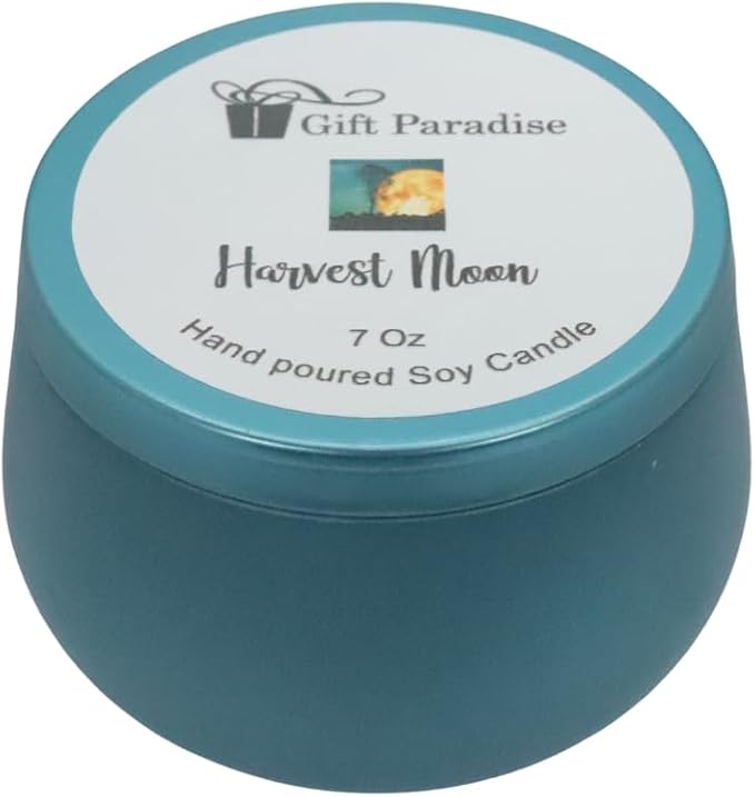 Harvest Moon Scented Candle,Fruity and Woodsy Smell, Fresh and Light Smell with Notes of Green Leaves, Pear, Smoke, Sandalwood, Cinnamon | Soy Wax, 7oz, Christmas Gift