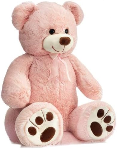 HollyHOME Teddy Bear Stuffed Animal Plush Giant Teddy Bears with Footprints Big Bear 36 inch Pink