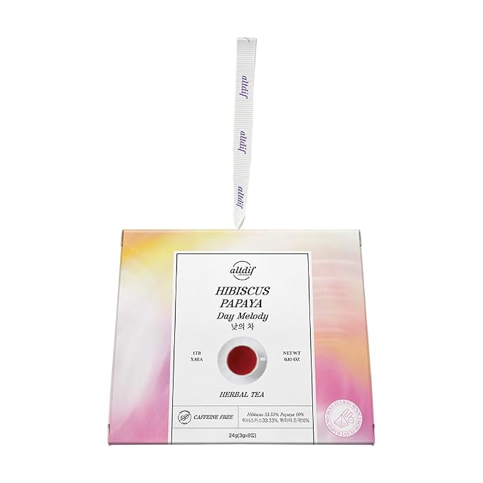 ALTDIF Hibiscus Papaya Day Melody - Herbal Tea Bag Set for Relaxation and Focus - Caffeine-Free Floral and Fruity Blend - Luxury Tea Bag Box for Women - 8 Pyramid Teabags