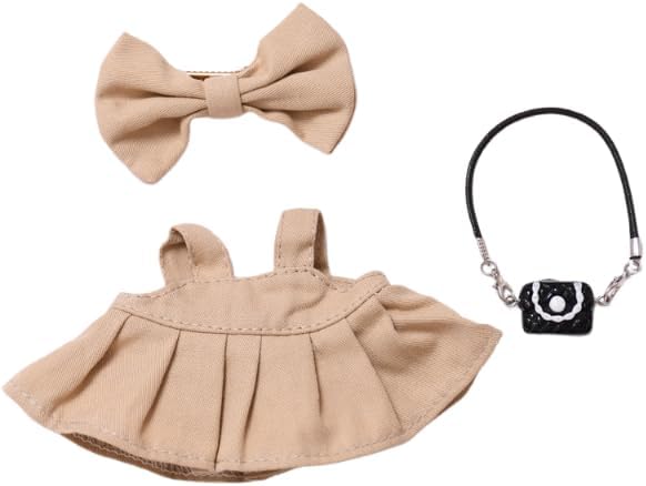 3 Set 17 cm Doll Clothes - 6.7 Inches Cute Dolls Dress - Premium Fashion Accessories, Doll Clothes+Overalls+Glasses Style Bundle,Gifts for Lovers (Style-P)