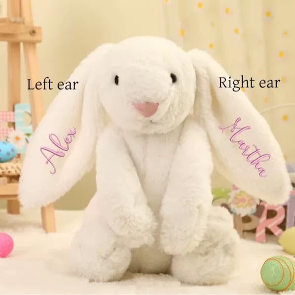 Custom Easter Bunny Custom Bunny Stuffed Animals With Child's Name Handmade Personalized Plush Rabbit Toy for Girls Boys Kids