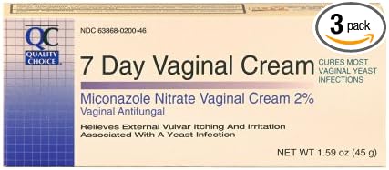 Quality Choice Miconazole Nitrate 2% 7 Day Vaginal Antifungal Cream, 1.59 Ounces (45g) - Pack of 3