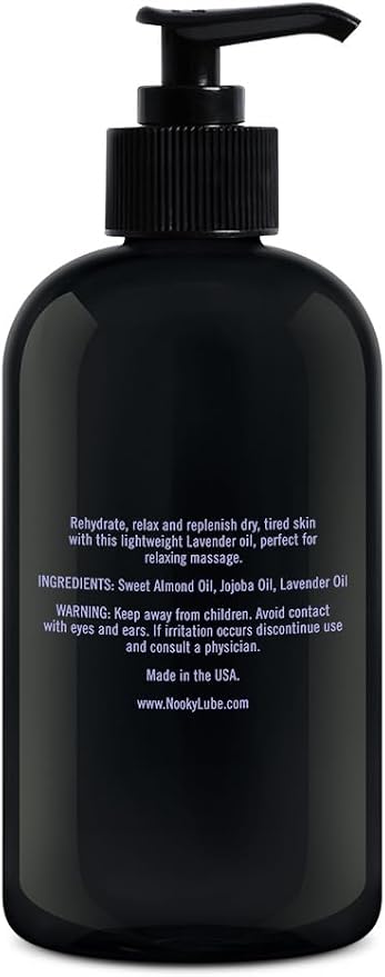 Nooky Massage Oil with Sweet Almond Oil, for Massaging 16 Ounce (Lavender)