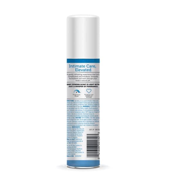 Summer’s Eve Baby Powder Feminine Freshening Spray, Daily Gentle Intimate Deodorant, Neutralizes Odor, pH Balanced, Talc Free, Sensitive Skin, 2 Ounce (Pack of 9)