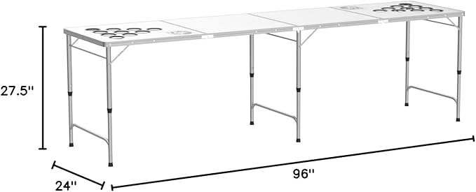 GoPong 8 Foot Portable Beer Pong/Tailgate Tables (Black, Football, American Flag, or Custom Dry Erase)