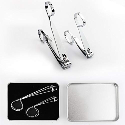Nail Clippers,EZ Grip Nail Clipper Set,Carbon Steel Fingernail and Toenail Clippers for Seniors Long handle with Metal Case for Women and Man - Set of 2 (Small and Large)