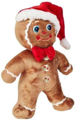 Bearington Jolly Ginger Gingerbread Man Plush, Gingerbread Toys, 10 Inch Christmas Stuffed Animal, Ideal Holiday Stuffed Animals Gift for Toddlers, Kids & Teens, for Ages 3-14