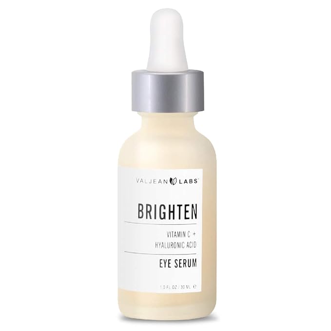 Valjean Labs Brighten Eye Serum with Vitamin C + Hyaluronic Acid | Helps Minimize Dark Circles and Even Skin Tone | Paraben Free (1 oz)