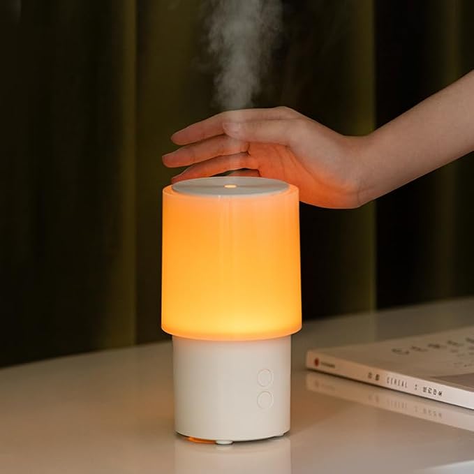 Essential Oil Diffuser 130ML, Aromatherapy Diffuser with LED Mood Lighting 2 Mist Mode, Ultrasonic Mist Humidifier for Car Home Office Bedroom (White)