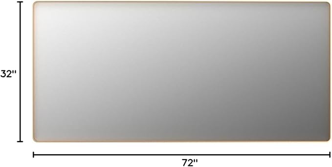 LOAAO 72"X32" Gold Bathroom Mirror | Rounded Rectangle, Brushed Gold Frame, Wall-Mounted, Anti-Rust, Tempered Glass, Hangs Horizontally or Vertically