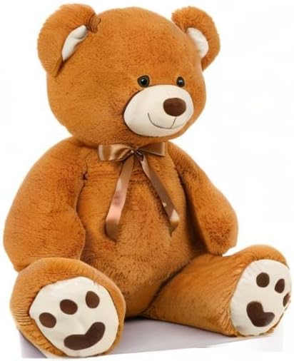 MorisMos 47inch Giant Teddy Bear Stuffed Animal 4ft, Big Teddy Bear Plush for Baby Shower, Life Size Stuffed Bear Gifts for Kids, Girls, Girlfriend, Women on Valentine, Christmas, Birthday(Brown)