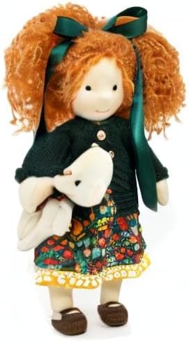 Handmade Waldorf Hanne 12" Soft Girl Rag Doll with Cute Stuffed Plush, Ideal First Doll for Babies & Toddlers