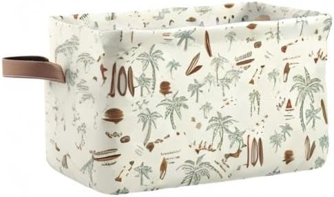 Aslsiy Storage Basket Hawaii Palm Surf Nursery Bins Brown Baby Box Canvas Clothes Shelf Basket Laundry Hamper Gift Baskets for Home Closet 2 Pcs