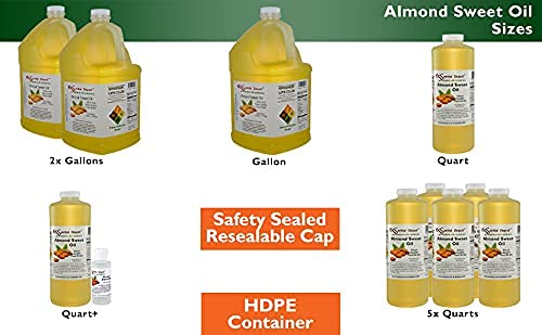Almond Sweet Oil - 1 Gallon - 128 oz - Food Grade - Safety Sealed HDPE Container with Resealable Cap - 100% Pure and Natural for Hair, Skin, Massage, and Cooking