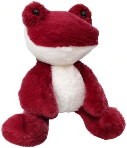 Wine Red Frog Stuffed Animal, 8.5 Inches Cute Furry Frog Plush Toy, Soft Cuddly Plushie Hugger Toy for Boys Girls, Gifts for Kids or Girlfriend