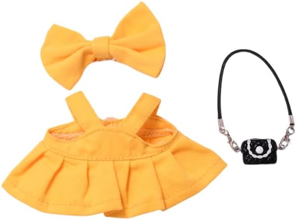3 Set 17 cm Doll Clothes - 6.7 Inches Cute Dolls Dress - Premium Fashion Accessories, Doll Clothes+Overalls+Glasses Style Bundle,Gifts for Lovers (Style-N)