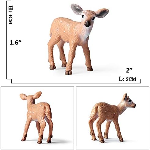 6 Pack Deer Figurines Toy, Forest Animals White-Tailed Deer Family Figures, Plastic Woodland Creature Cake Topper for Baby Shower Birthday Decoration