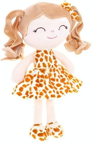 Gloveleya Personalized Rag Doll โ Custom Name Baby Girl Gift, Soft Plush Curly Hair Doll with Giraffe Dress, 12 Inches โ Birthday, Baby Shower & Holiday Keepsake Toy