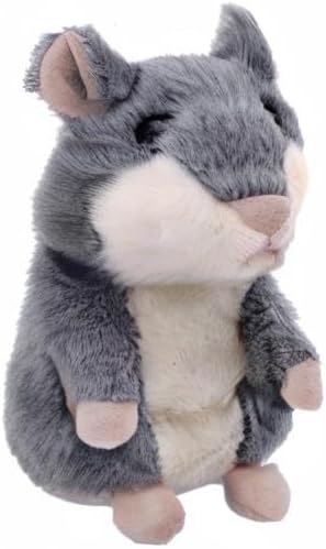 Talking Hamster, Interactive Stuffed Plush Animal Talking Toy Cute Sound Effects with Repeats Your Said Voice, Best Buddy for Kids Gift Age 3+ (Gray)
