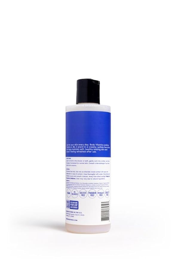 Her Fantasy Box | Body Vitamins Moisturizing Body Wash – Multi-Vitamin Cleanser with Vitamins A, B6, C & E, Hydrating & pH Balanced, Vegan & Cruelty Free, 8 oz