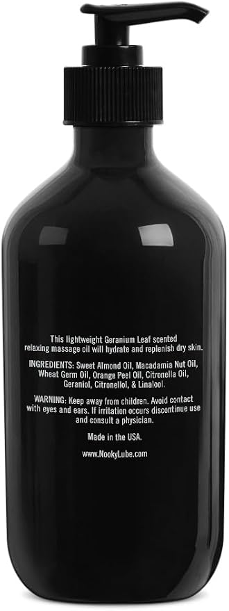 Nooky Massage Oil with Premium Natural Ingredients. Relaxing Essential and Sweet Almond Oils for Massaging 16 Ounces
