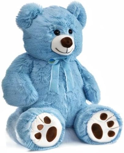 HollyHOME Teddy Bear Stuffed Animal Plush Giant Teddy Bears with Footprints Big Bear 36 inch Blue