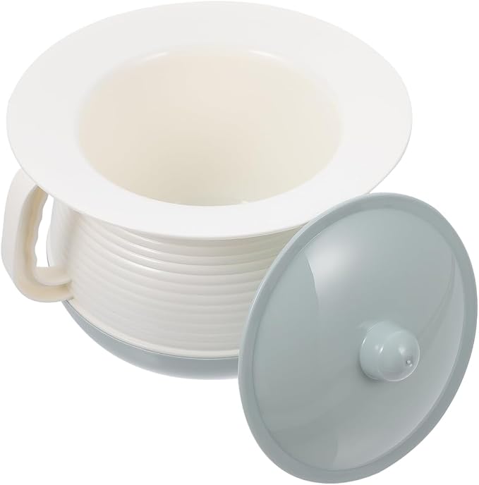POPETPOP Elder Chamber Pot with Lid and Handle Thickened Portable Spittoon Urine Pot for Adults and Kids Durable Household Commode Bucket 8.26X8.26X5.11In