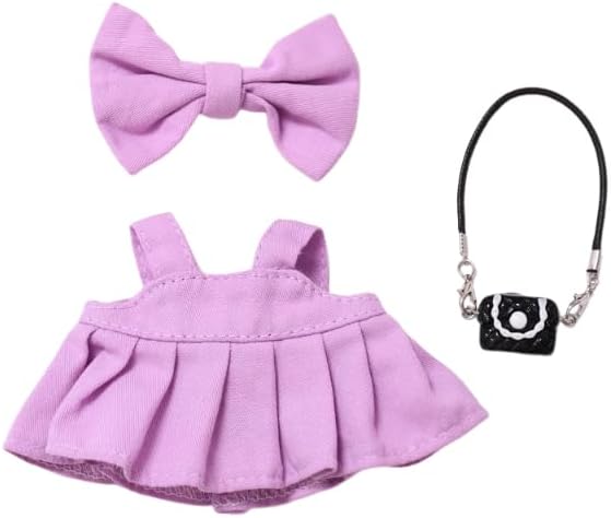 3 Set 17 cm Doll Clothes - 6.7 Inches Cute Dolls Dress - Premium Fashion Accessories, Doll Clothes+Overalls+Glasses Style Bundle,Gifts for Lovers (Style-O)