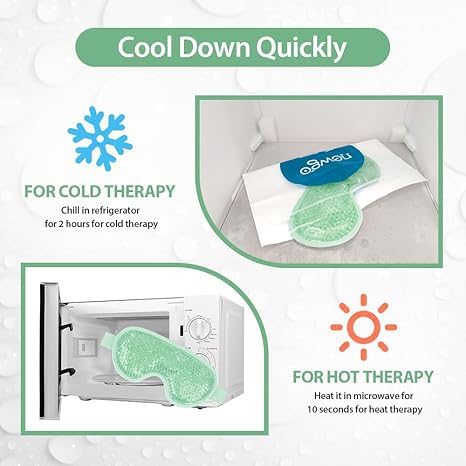NEWGO Cooling Eye Mask for Puffy Eyes, Cold Eye Mask Eye Ice Pack for After Eyes Surgery, Tension Stress Relief, Itchy Eyes, Headaches, Dark Circles - Blue (Green-2Pack)