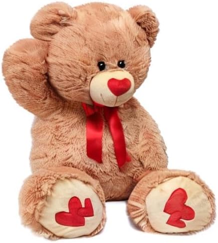 MaoGoLan Giant Teddy Bear 35" Stuffed Animal - Red Heart Footprints Big Teddy Bear Plush for Valentines Gift,Anniversary,Long Distance