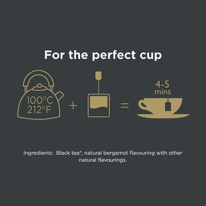 Taylors of Harrogate Earl Grey, Black Tea, Pillow Bags, 50 Count (Pack of 6), Fragrant, Delicate & Light, Caffeinated, Enjoy Hot or Iced, 300 Teabags Total