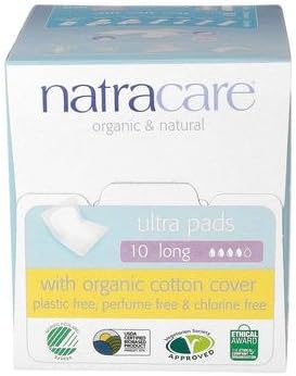 Natracare Ultra Pads with Wings Long, 10 Count (Pack of 12)