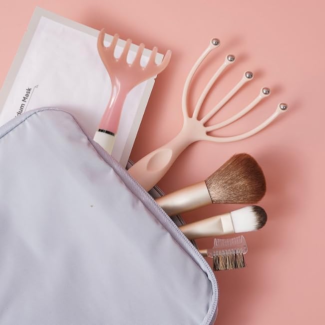 Scalp Massager & Gua Sha Tool Set - Manual Head Massager, Massage Comb for Relaxation & Stress Relief (Pink & Pink)