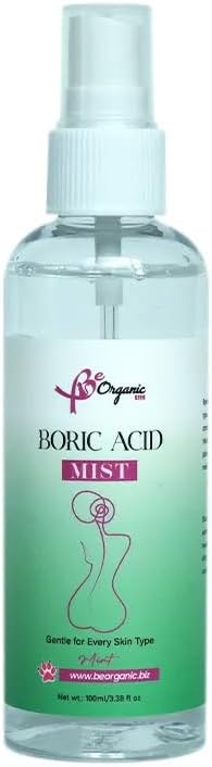 BeorganicLLC Boric Acid Yoni Mist with Mint, pH Balance Feminine Spray, 100ml/3.38 fl oz