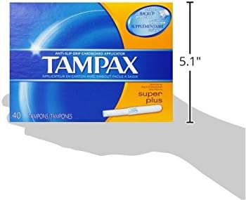 Tampax Cardboard Tampons for Women Super Plus Absorbency, Anti-Slip Grip, LeakGuard Skirt, Unscented, 40 Count (Pack of 4)