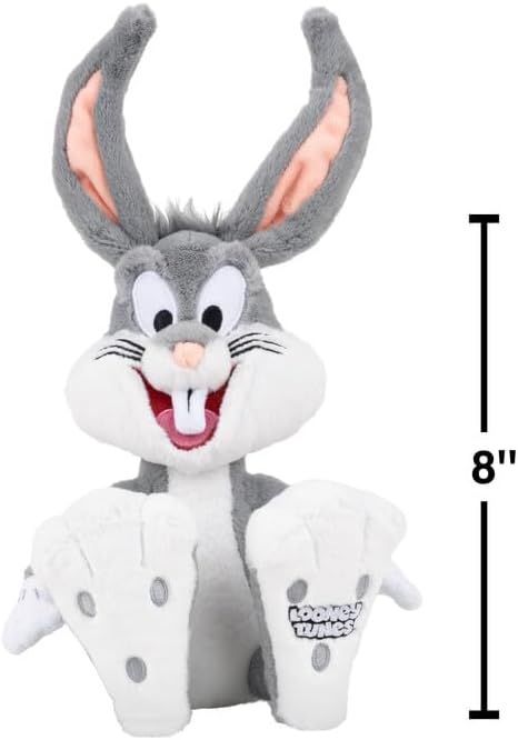 Jazwares Warner Bros. Discovery Looney Tunes, 8-Inch Bugs Bunny Plush - Super-Soft and Huggable Plush Toy - Official Licensed Plush - for All Ages