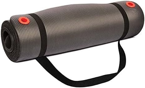 Body Sport 1/2 Inch Non-Slip Exercise Mat with Carry Strap for Men & Women - Thick Foam Surface for Yoga, Pilates, Fitness, and Aerobics - Home & Gym Workouts