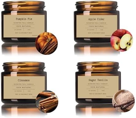 Candles for Home Scented, 4 Pack 16 Oz Candles Gifts for Women,Soy Scented Candles,Lavender Fresh Rose Long Lasting Aromatherapy Amber Candle Set for Women Men Birthday Christmas