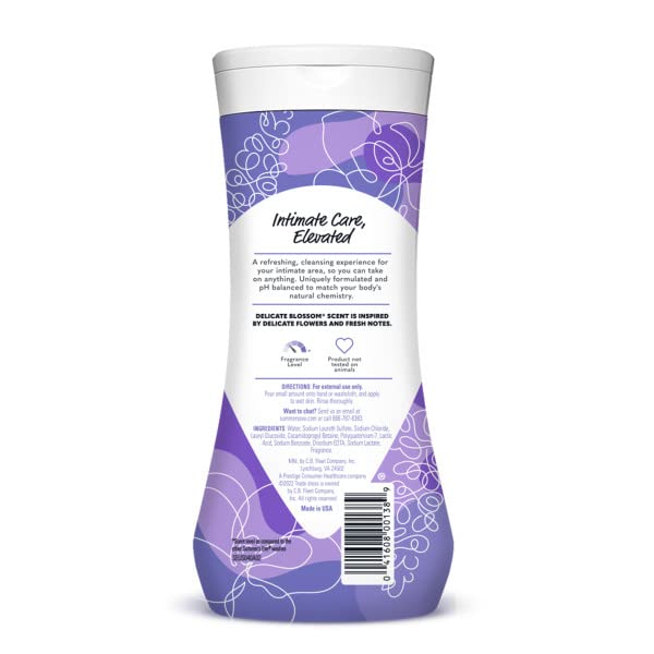 Summer's Eve Delicate Blossom Feminine Cleansing Wash, Daily Intimate Wash, Removes Odor, pH Balanced, Gentle for Sensitive Skin, 15 Ounce (Pack of 6)