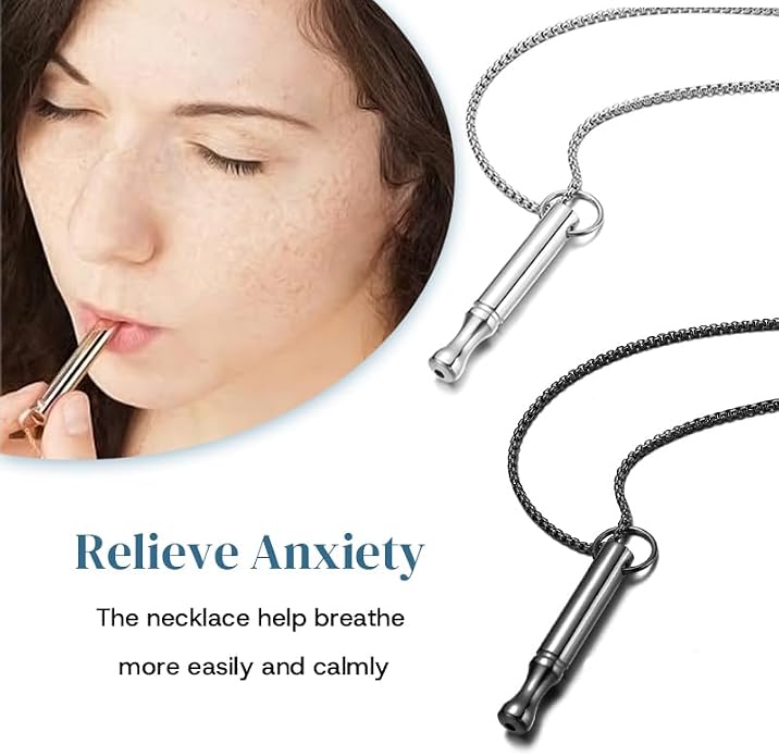 Mindfulness Breathing Necklace Stress Relief Pendant Stainless Steel Anxiety Breathe Necklace for Women Men