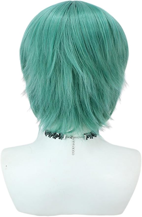 Mens Abby Cosplay Costume Abby Green Shirt Wig Set for Halloween