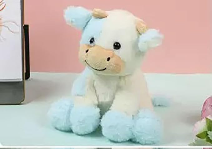 Cow Stuffed Animal Cute Cow Plush Doll Toy 9 inch for Girls Boys Christmas (zuoniu Light Blue)